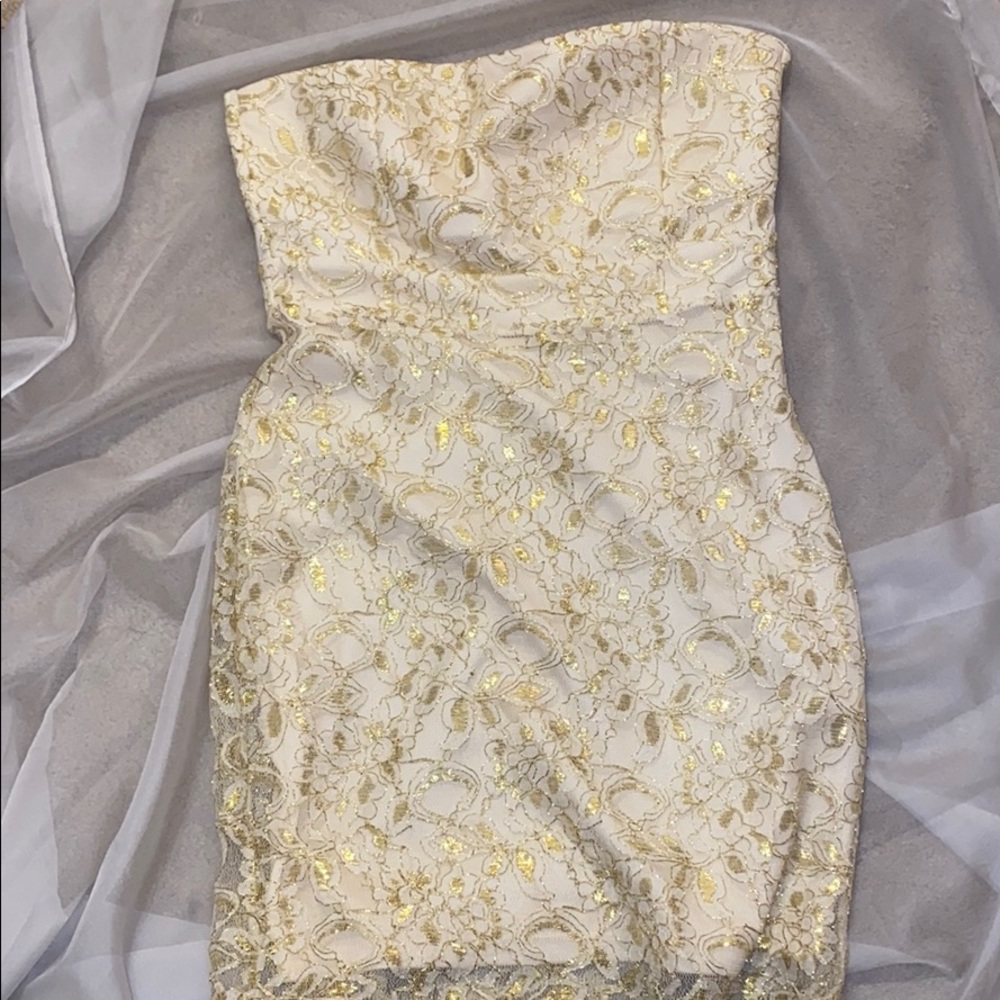 A white and gold dress